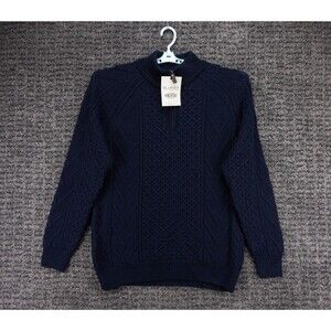 Blarney Woolen Mills Irish Sweater Mens 3XL US 2XL Blue 1/4 Zip Cable Knit NWT